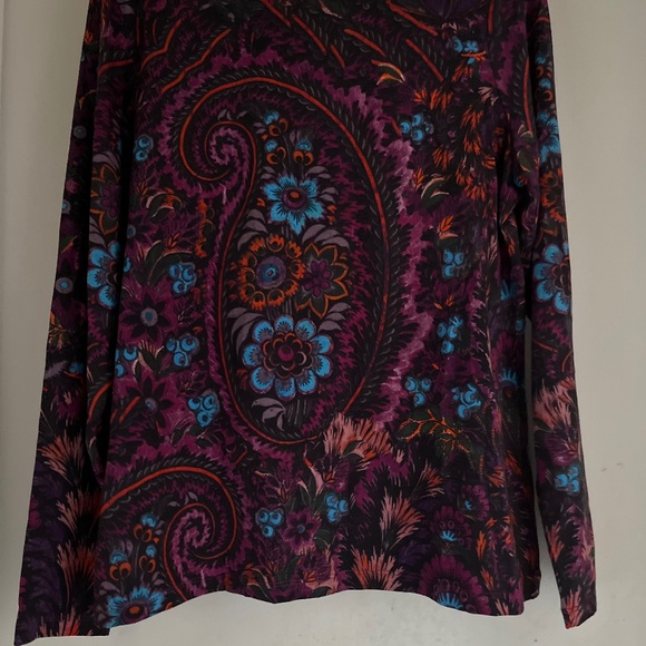 Peruvian Connection NWT XL LS PAISLEY TEE - Picture 4 of 7